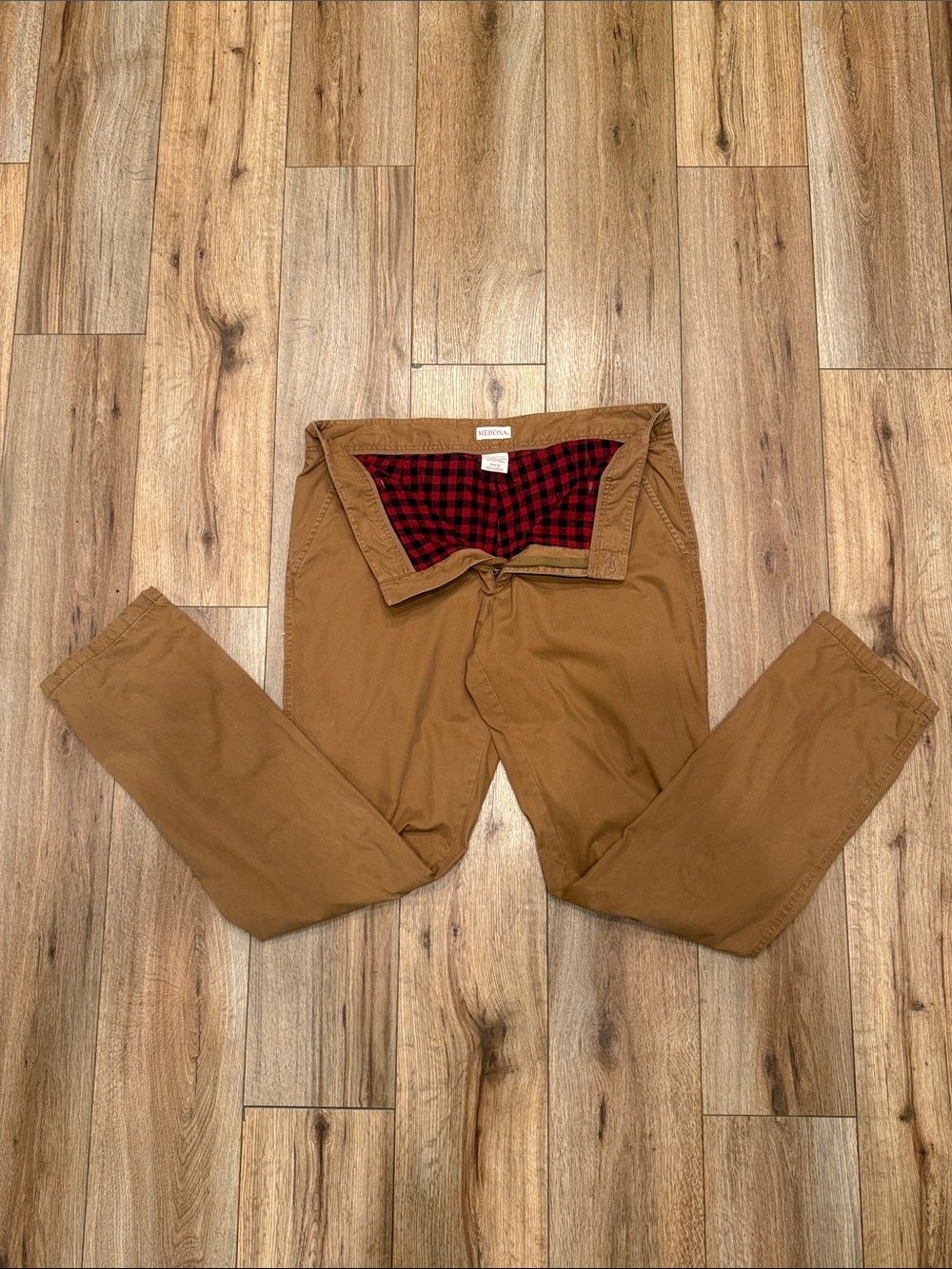 Merona Flannel Lined Chinos 38x32 100% Cotton Winter Workwear